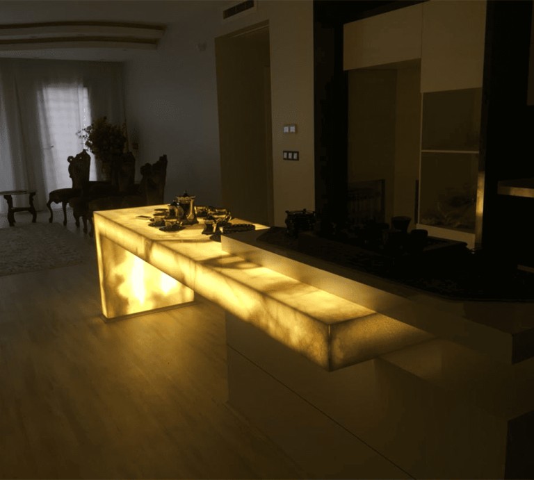 Onix Portocaliu Insula Bucătărie cu Backlight